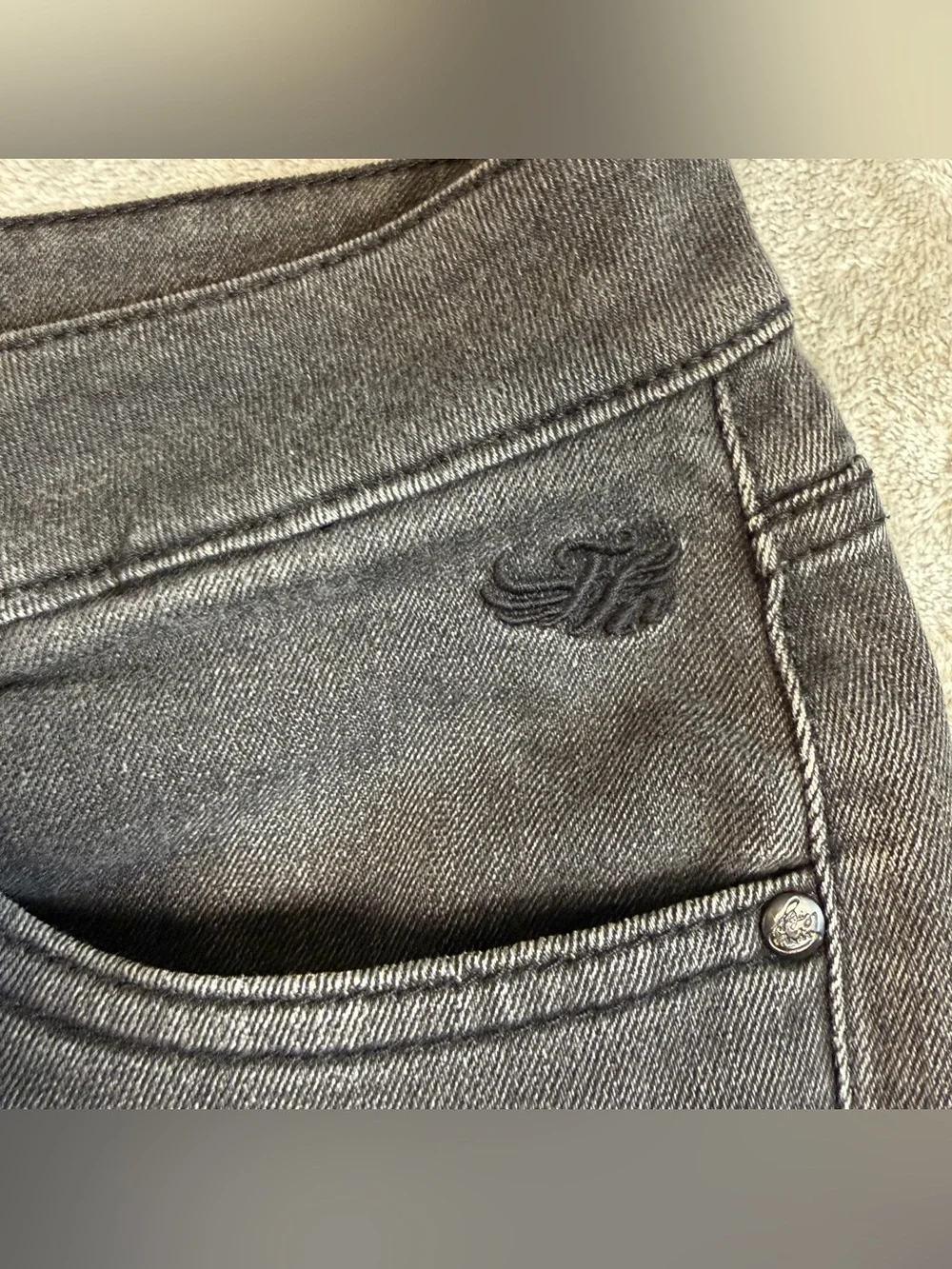 Flying Machine Men's Black Gray Slim Straight Jeans 34x32 Stretch Denim